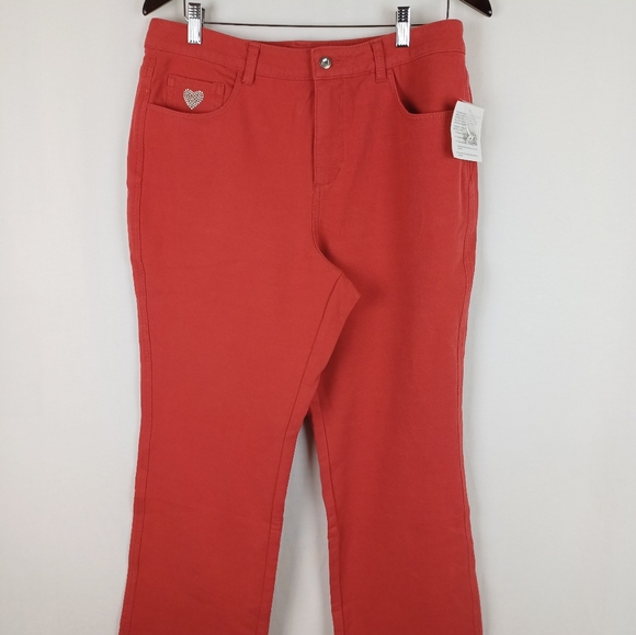 NWT Quacker Factory Jeans Bootcut Dream Jeannes Spice Red Size 14 A210151 - Picture 2 of 8